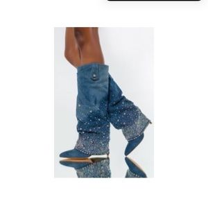 I am selling these denim heeled boots. Can easily be styled with any outfit.